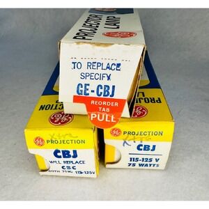 3‎ GE Projector Lamp CBJ 75W 115-125V Vintage Light Bulb General Electric NOS